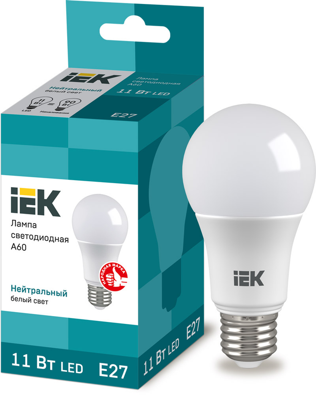 Лампа світлодіодна IEK (4606056442090) 11Вт, E27, 4000K